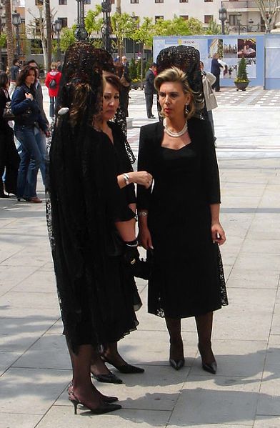 Ladies wearing their lace Mantilla during Holy Week