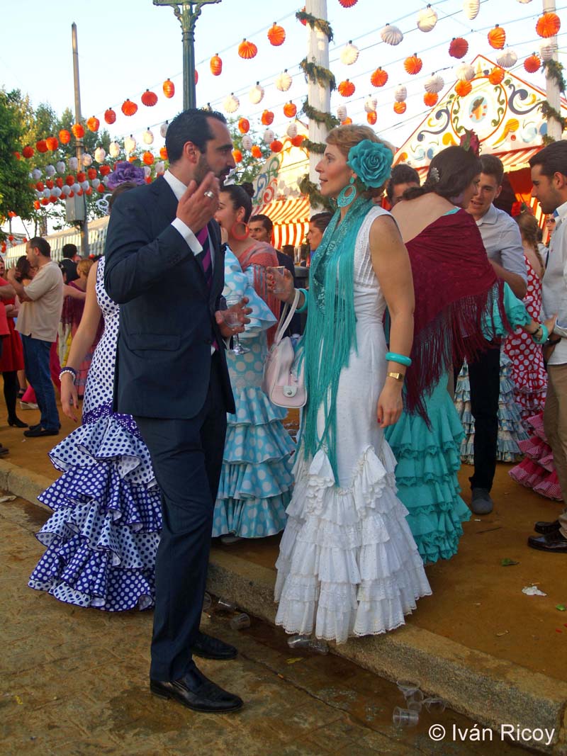 socialising at Seville fair